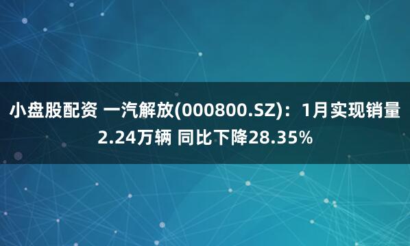 小盘股配资 一汽解放(000800.SZ)：1月实现销量2.24万辆 同比下降28.35%