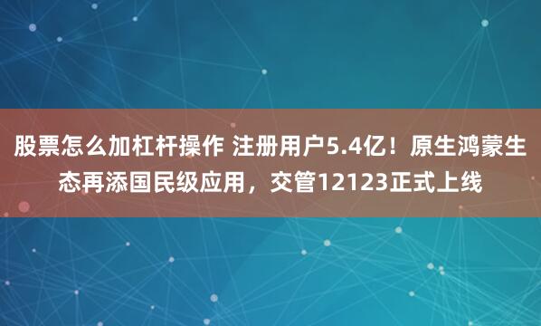 股票怎么加杠杆操作 注册用户5.4亿！原生鸿蒙生态再添国民级应用，交管12123正式上线