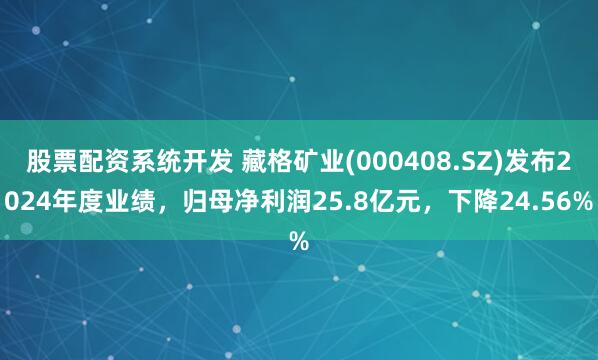 股票配资系统开发 藏格矿业(000408.SZ)发布2024年度业绩，归母净利润25.8亿元，下降24.56%