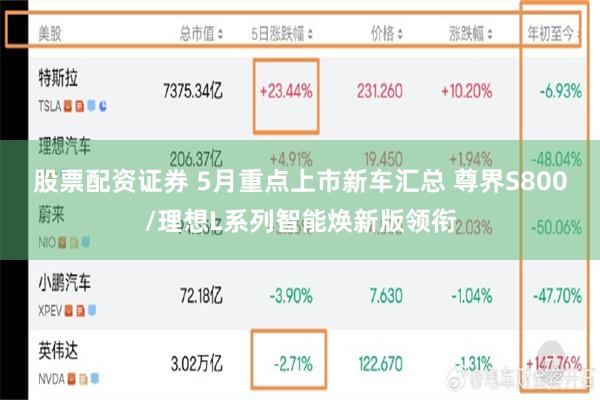 股票配资证券 5月重点上市新车汇总 尊界S800/理想L系列智能焕新版领衔