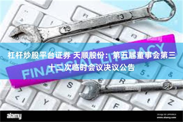 杠杆炒股平台证券 天顺股份：第五届董事会第三十二次临时会议决议公告