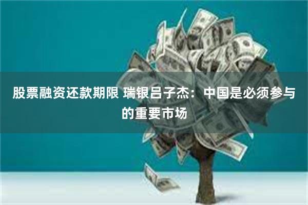 股票融资还款期限 瑞银吕子杰：中国是必须参与的重要市场